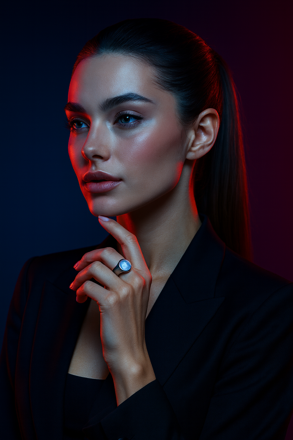 Model wearing the Shivastras ring as a daily ritual object.