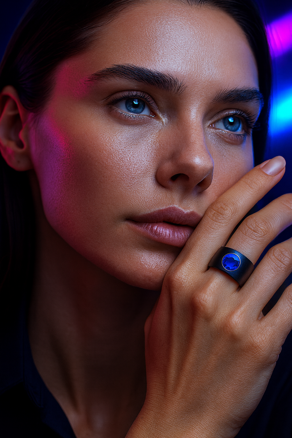 Shivastras ring from a side angle showing its geometry.